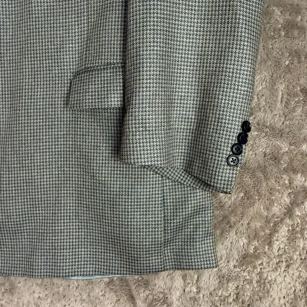 S Cohen Prestige Wool Silk Houndstooth Blazer Jacket Sport Coat 48R 48